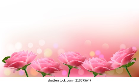 Holiday background with  pink beautiful flowers. Vector illustration