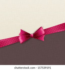 Holiday background with polka dots ribbon and bow