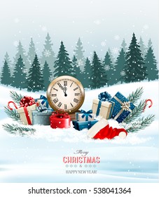 Holiday background with presents. Vector.