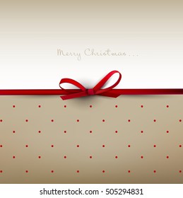 Holiday background with red bow and place for text. Vector Illustration.