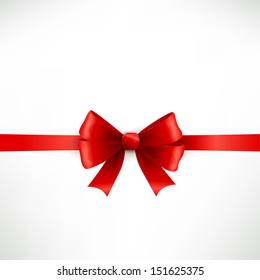 Holiday background with red bow and ribbon