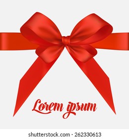 Holiday background with red bow and ribbon, vector