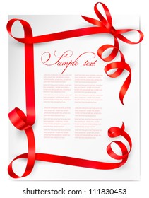 Holiday background with red gift bow with red ribbons. Vector