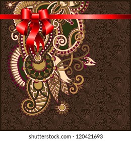 Holiday background with red ribbon
