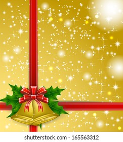 Holiday background, red ribbon with bow