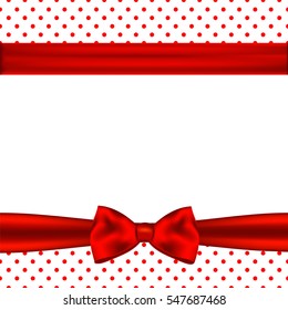 Holiday background with red ribbon and bow