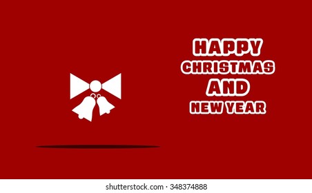 Holiday background with Ribbon gift bow Christmas decorative template Design, Christmas New Year Flat card illustration