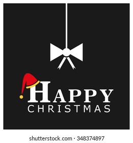 Holiday background with Ribbon gift bow Christmas decorative template Design, Christmas New Year Flat card illustration
