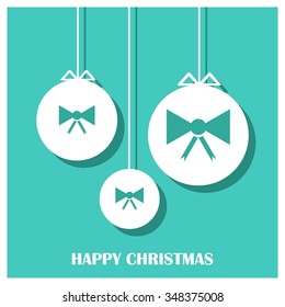 Holiday background with Ribbon gift bow Christmas decorative template Design, Christmas New Year Flat card illustration