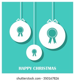 Holiday background with Ribbon gift bow Christmas decorative template Design, Christmas New Year Flat card illustration
