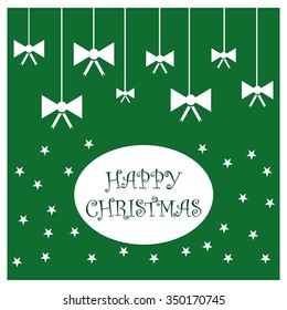 Holiday background with Ribbon gift bow Christmas decorative template Design, Christmas New Year Flat card illustration
