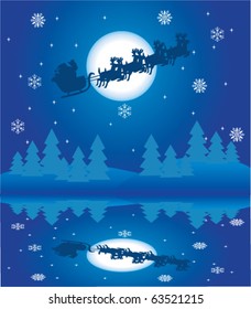 holiday background with santa and reflection