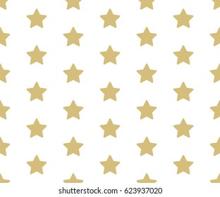 Holiday background, seamless pattern with gold stars. Vector illustration.