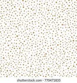 Holiday background, seamless pattern with gold dots on white background. Vector illustration.