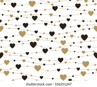 Holiday background, seamless pattern with hearts. Vector illustration.