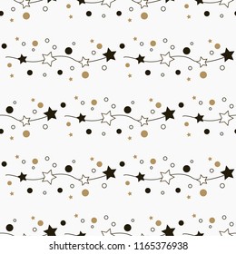 Holiday background, seamless pattern with stars. Vector illustration.