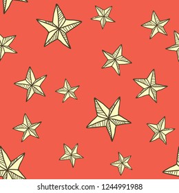 Holiday background, seamless pattern with stars. Vector