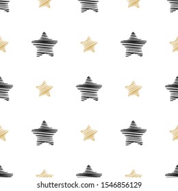 Holiday background, seamless pattern with stars. Vector illustration.
