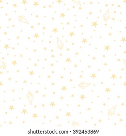 Holiday background, seamless pattern with stars, star ,  rocket pattern, star decorations. EPS10 vector illustration.
