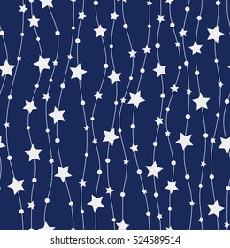 Holiday background, seamless pattern with stars. Vector illustration.