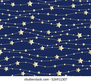 Holiday background, seamless pattern with stars. Vector illustration.