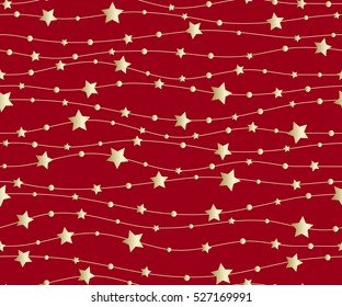 Holiday background, seamless pattern with stars. Vector illustration.