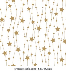 Holiday background, seamless pattern with stars. Vector illustration.