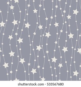 Holiday background, seamless pattern with stars. Vector illustration.
