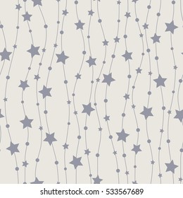 Holiday background, seamless pattern with stars. Vector illustration.
