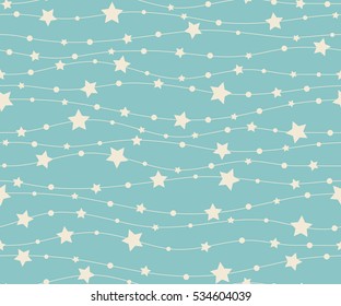 Holiday background, seamless pattern with stars. Vector illustration.