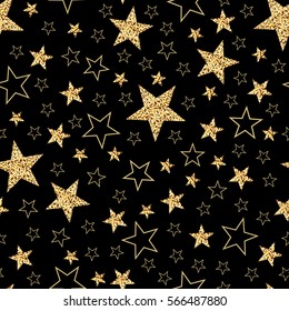 Holiday background, seamless pattern with stars. Vector illustration.