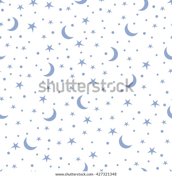 Holiday\
background, seamless pattern with stars and the moon, star pattern,\
moon and stars decorations. Vector\
illustration.