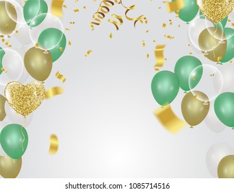 Holiday  background with serpentine design vector illustration balloons Balloons and confetti 