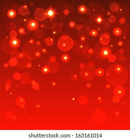 Holiday background with shiny stars in the sky.Starry sky.Red, gold color- vector