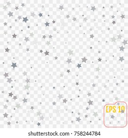 Holiday background with silver star confetti. Good background for Christmas and New Year cards.