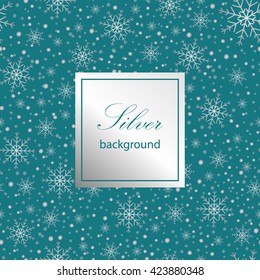 Holiday background, snowflake pattern, Christmas Decoration, winter background with snowflakes. Silver pattern. Vector illustration.