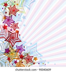 Holiday background with stars and rays.