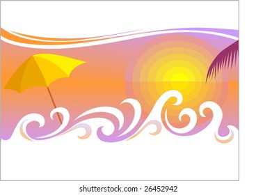  holiday background and umbrella in colour	