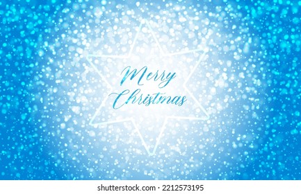 Holiday background. Vector illustration with blue snowflakes and bokeh. Magic winter abstract texture.