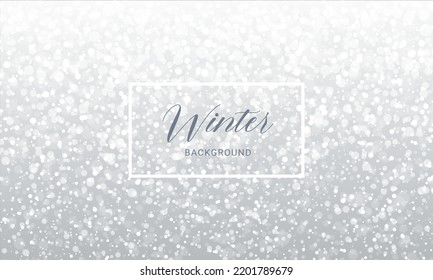 Holiday background. Vector illustration with light gray snowflakes and bokeh. Magic winter abstract texture.