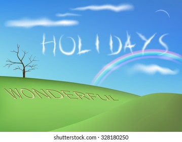 Holiday background vector illustration. Saved in EPS 10 with transparencies and 
gradient meshes, no effect used. All related elements are grouped separately.
