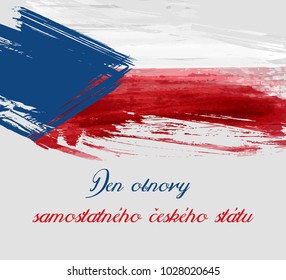 Holiday background with watercolor imitation flag of Czech republic. Restoration day of the Independent Czech state