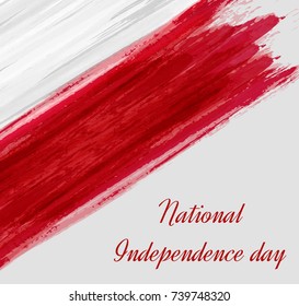 Holiday background with watercolor imitation flag of Poland. 11 November. Poland National Independence day.
