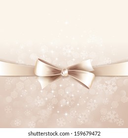 Holiday background with white bow and ribbon