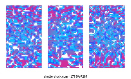 Holiday backgrounds set for posters and cover designs. Winter abstract artistic fluid templates. Christmas vector illustration
