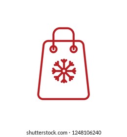 Holiday bag vector icon. Background for winter and christmas theme or new year icon for web site.