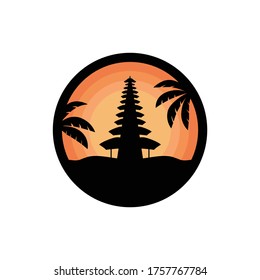 holiday bali sunset vector silhouette