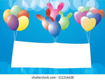 Holiday balloons frame composition with space for your text. Vector illustration.