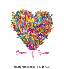 Holiday balloons, heart shape for your design. Vector illustration