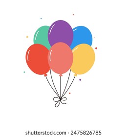 Holiday balloons in rainbow color isolated on white background. Design element for LGBTQ culture decoration, t-shirt, flag, postcard, poster, social media post. Pride month.